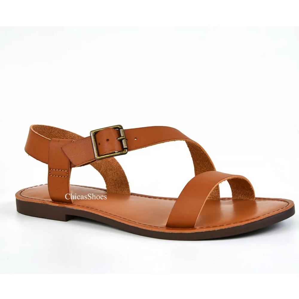 Women’s Summer Gladiator Buckle Sandals Flat Tan